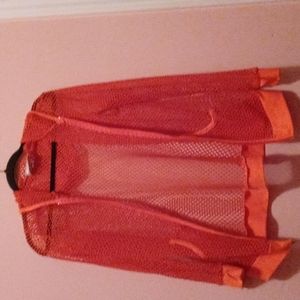 Caran New York orange fish net hooded jacket size 1X